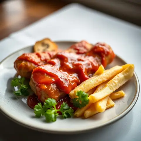 Currywurst. AI-generated photo.