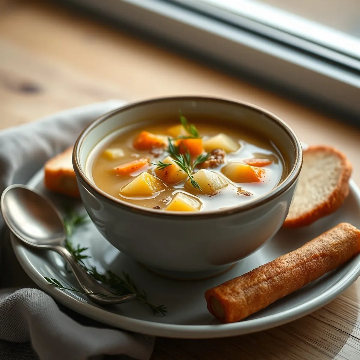 AI-generated photo Potato soup. AI-generated photo.