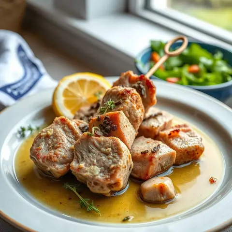 Souvlaki. AI-generated photo.