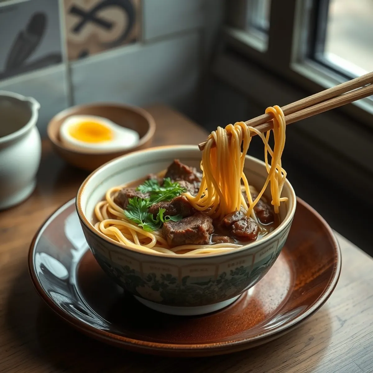 AI-generated photo Beef brisket noodles. AI-generated photo.