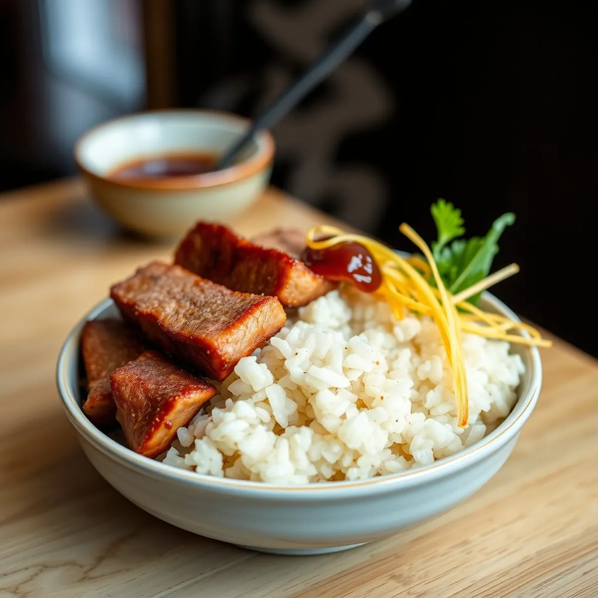 AI-generated photo Char siu rice. AI-generated photo.