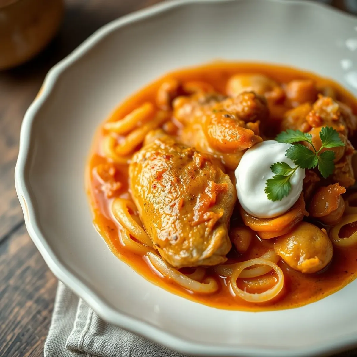 AI-generated photo Chicken paprikash. AI-generated photo.