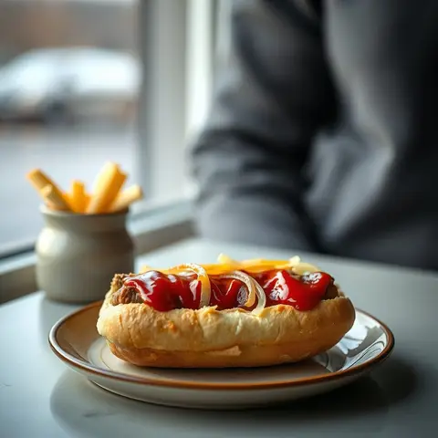 Icelandic hot dog. AI-generated photo.