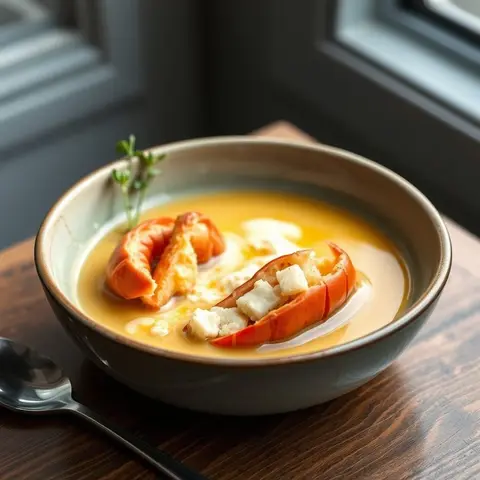 Lobster soup. AI-generated photo.