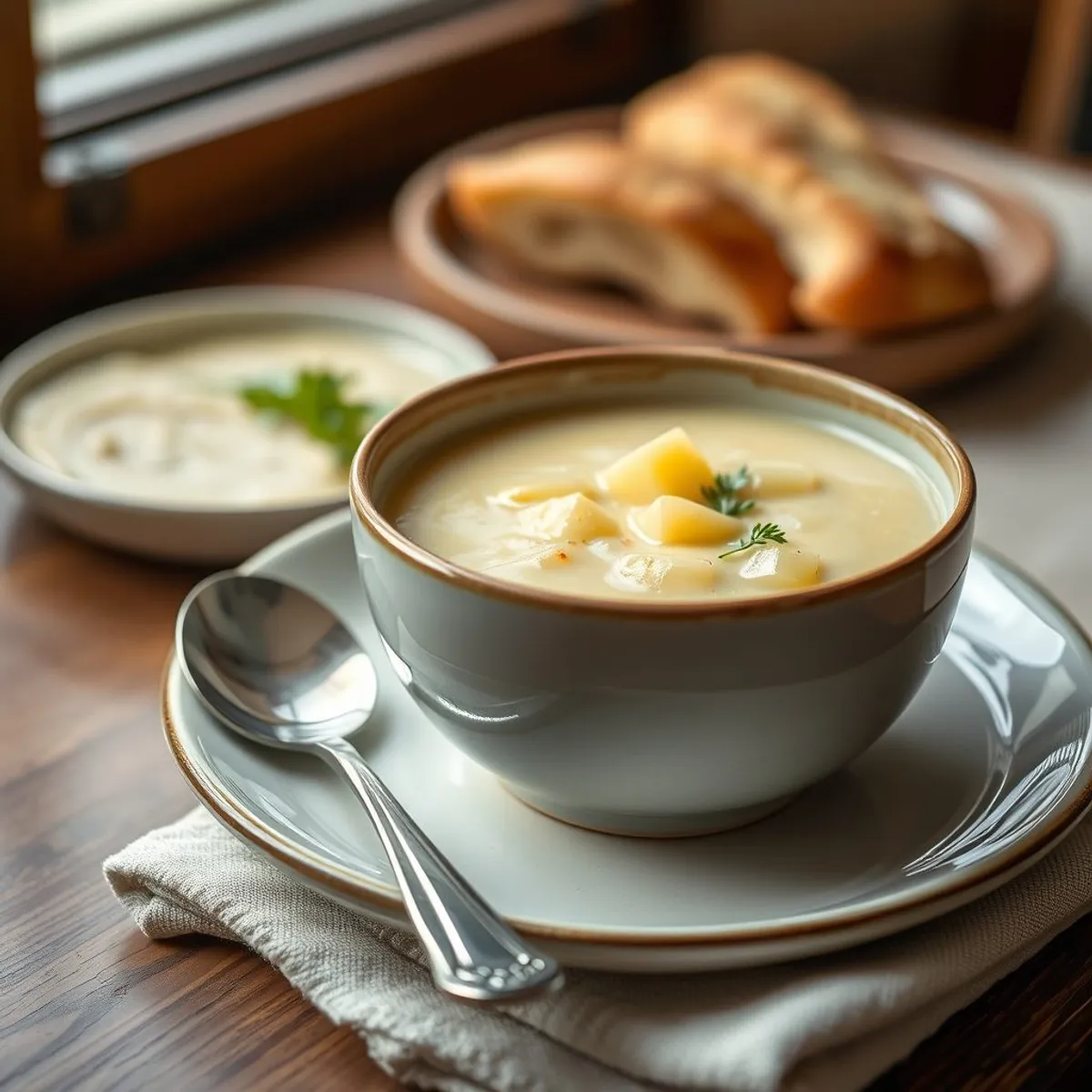 AI-generated photo Potato and leek soup. AI-generated photo.
