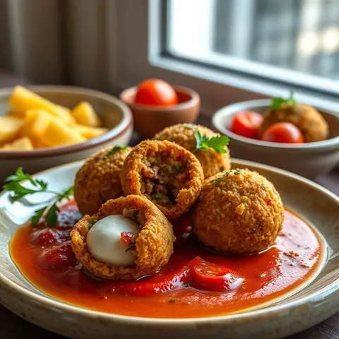 Arancini. AI-generated photo.