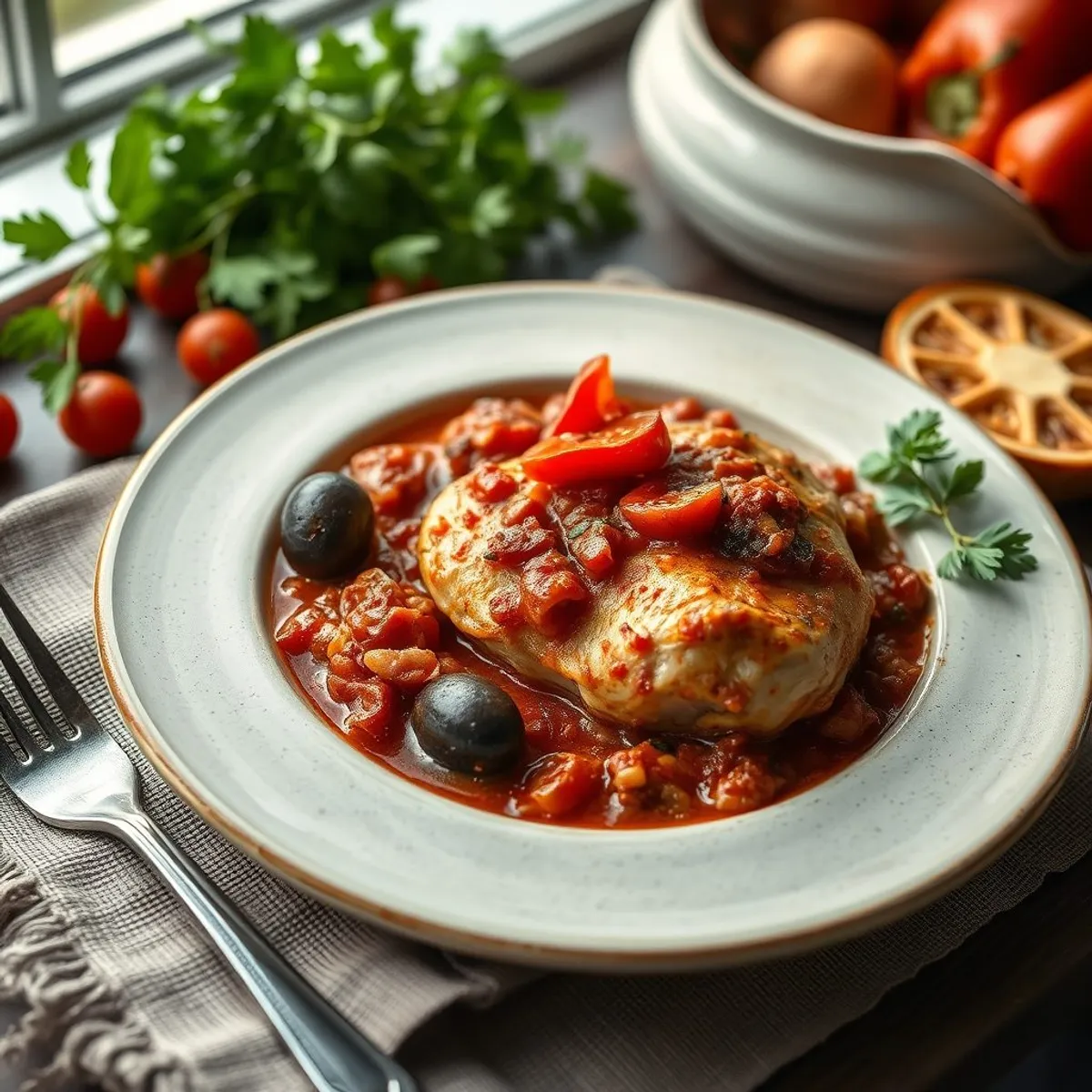 AI-generated photo Chicken cacciatore. AI-generated photo.