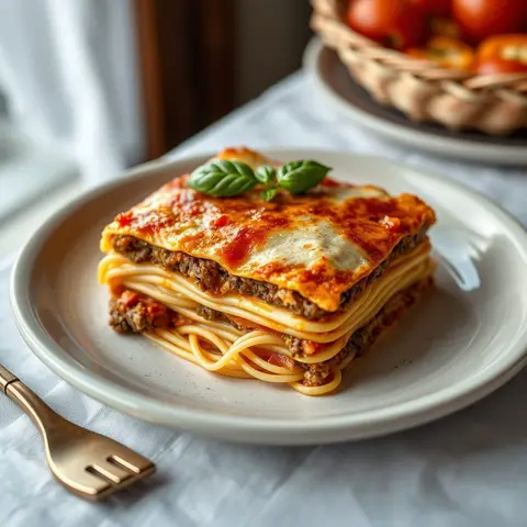 Lasagna. AI-generated photo.