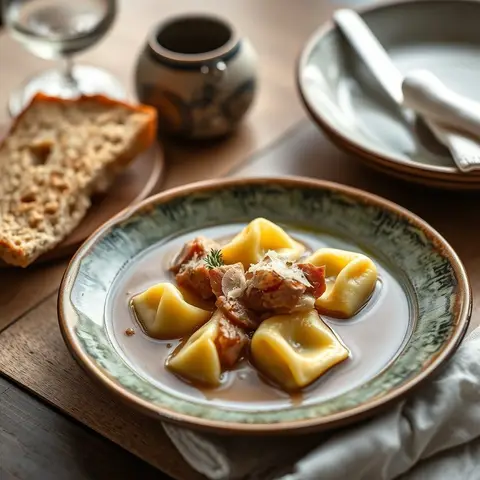 Tortellini in brodo. AI-generated photo.
