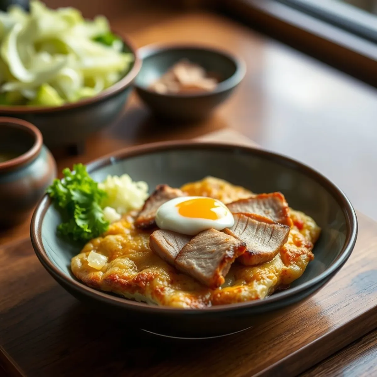 AI-generated photo Okonomiyaki. AI-generated photo.