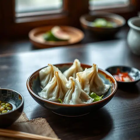 Pork gyoza. AI-generated photo.