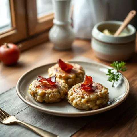 Pea patties. AI-generated photo.