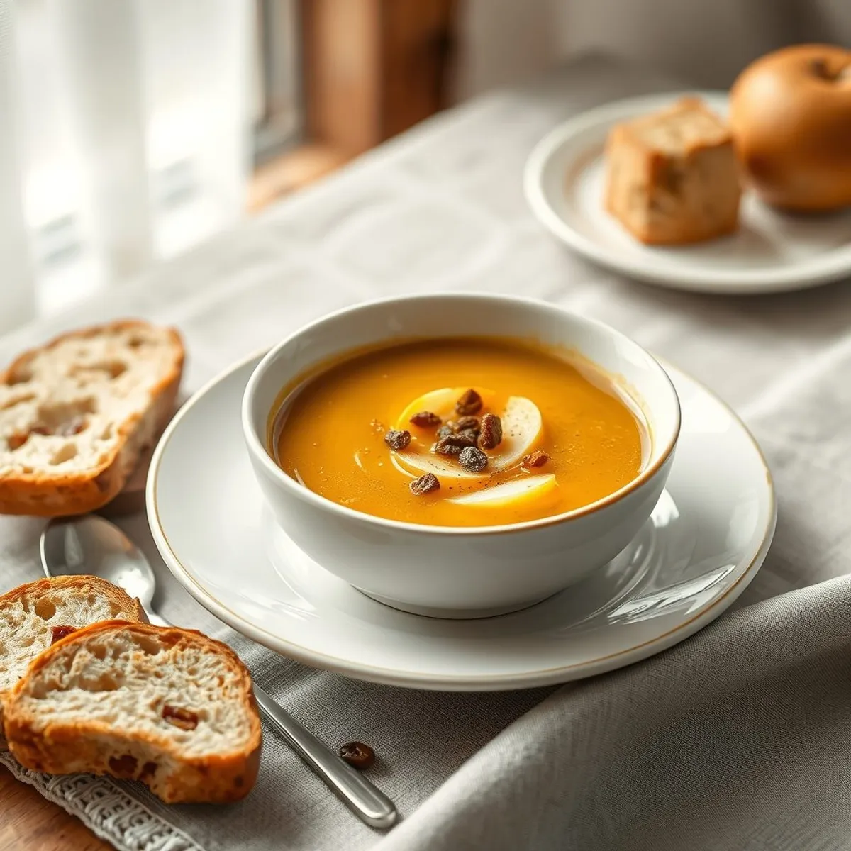 AI-generated photo Sweet bread soup. AI-generated photo.