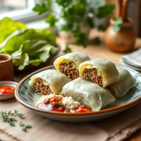 Cabbage rolls. AI-generated photo.