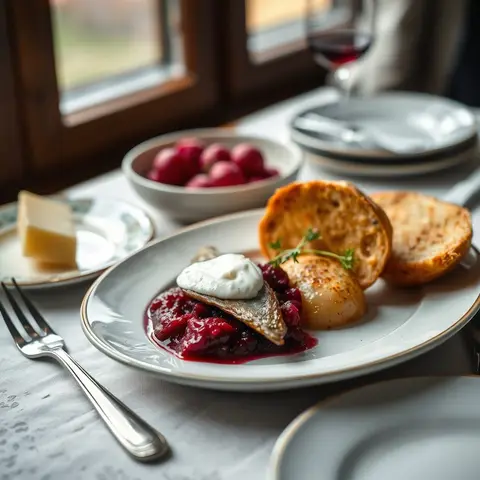 Herring with beet. AI-generated photo.