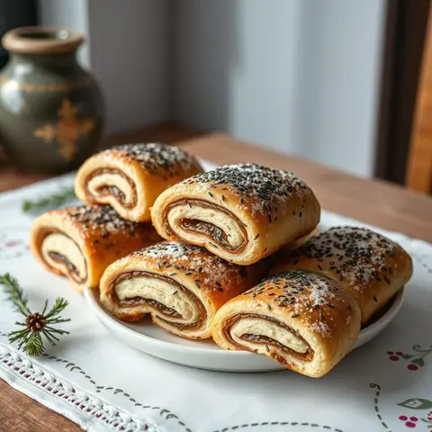 Poppy rolls. AI-generated photo.