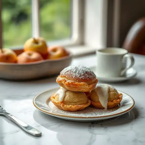 Apple beignets. AI-generated photo.
