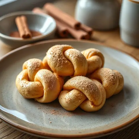 Cinnamon knots. AI-generated photo.