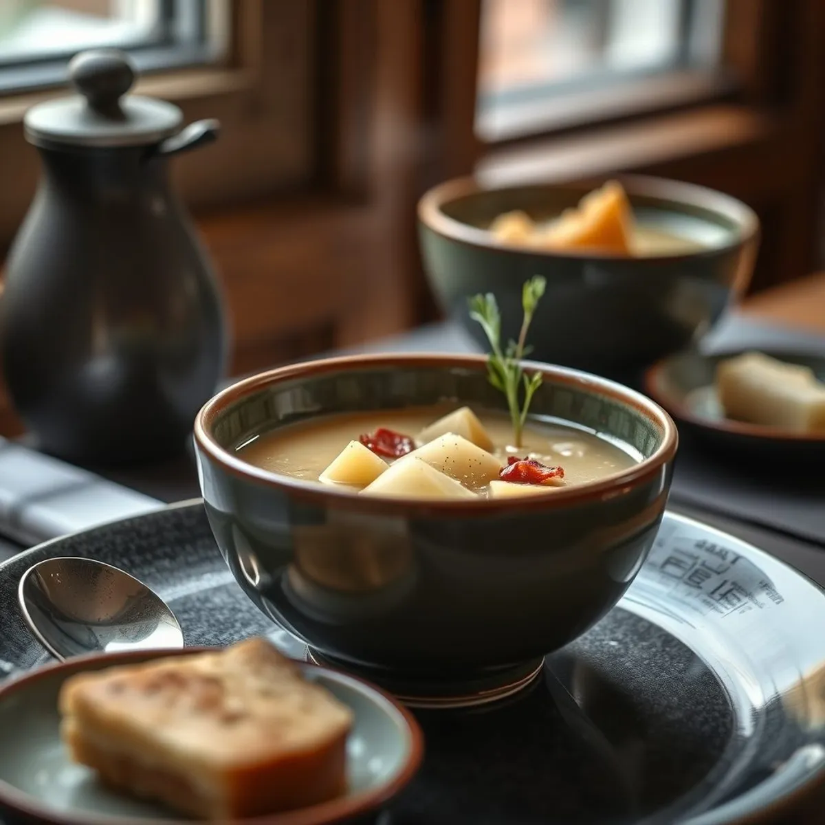 AI-generated photo Potato leek soup. AI-generated photo.