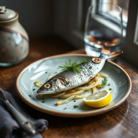 Herring bite. AI-generated photo.