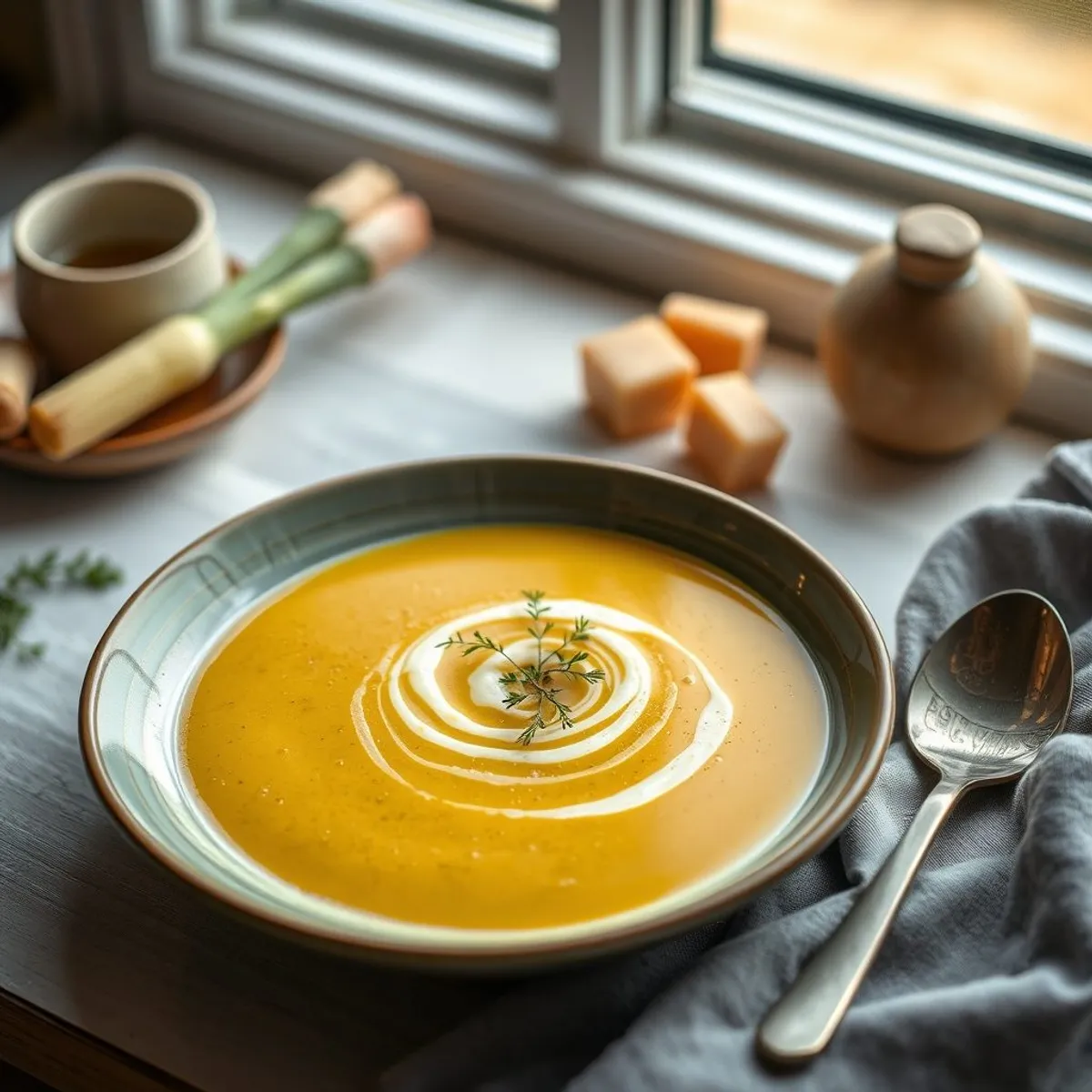 AI-generated photo Mustard soup. AI-generated photo.