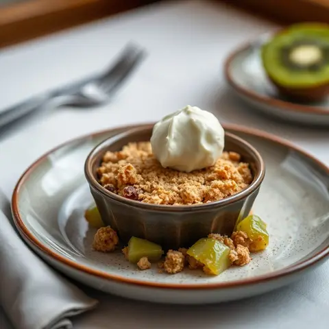 Kiwi crumble. AI-generated photo.