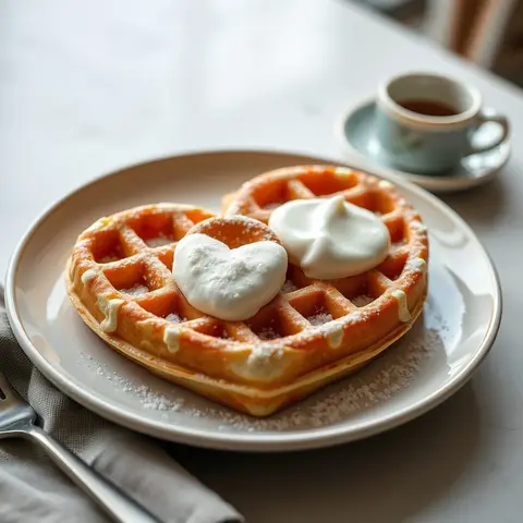 Heart waffles. AI-generated photo.