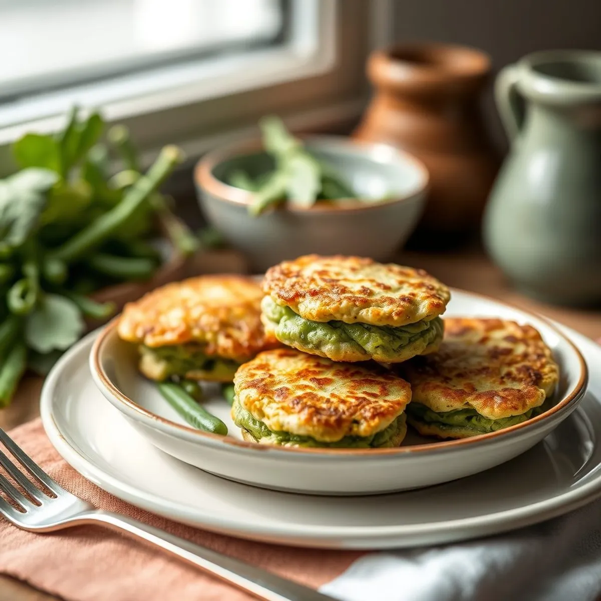 AI-generated photo Green bean fritters. AI-generated photo.