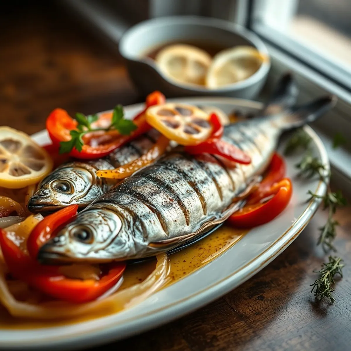 AI-generated photo Grilled sardines. AI-generated photo.