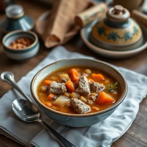 Stone soup. AI-generated photo.