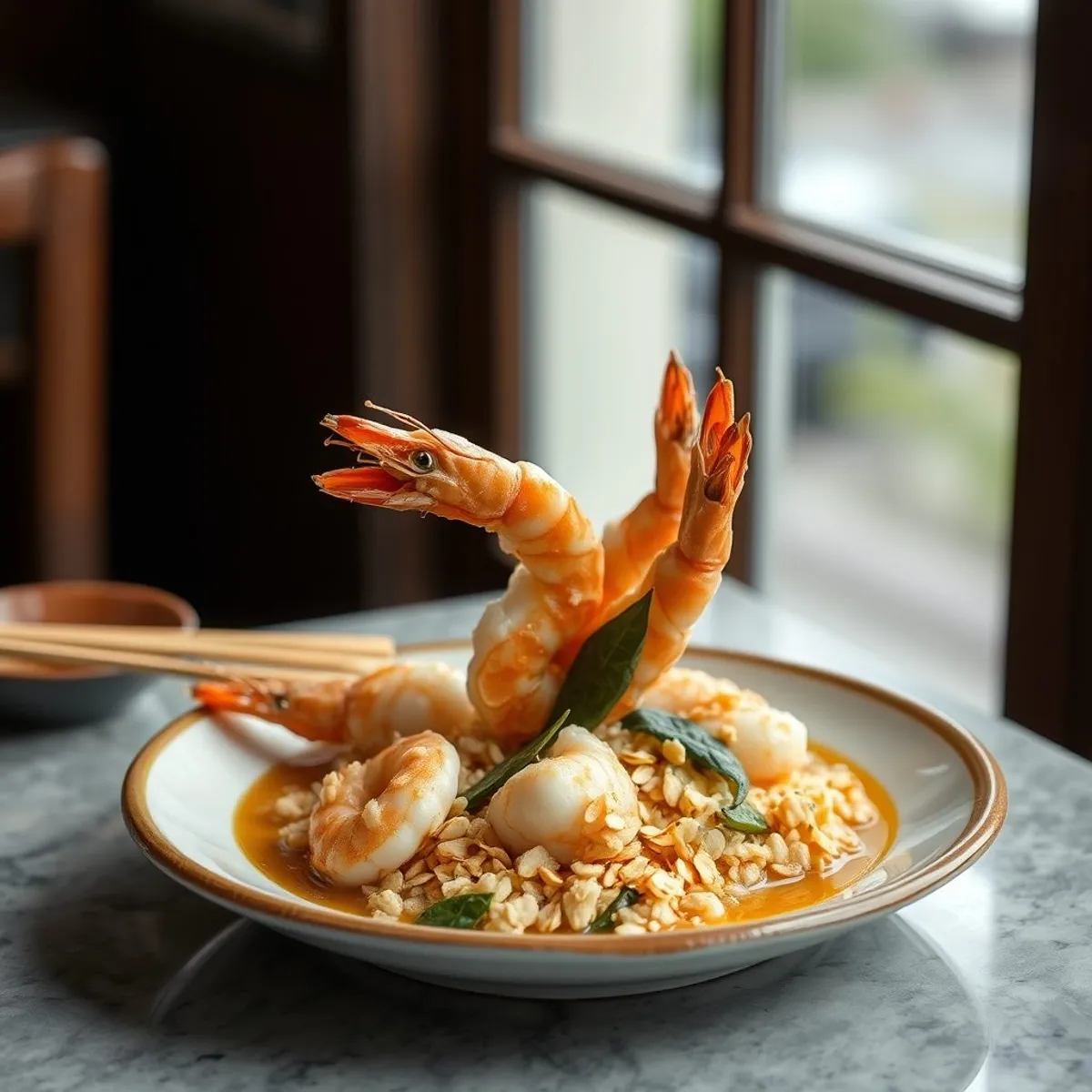 AI-generated photo Cereal prawns. AI-generated photo.