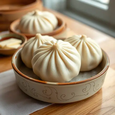 Steamed buns. AI-generated photo.