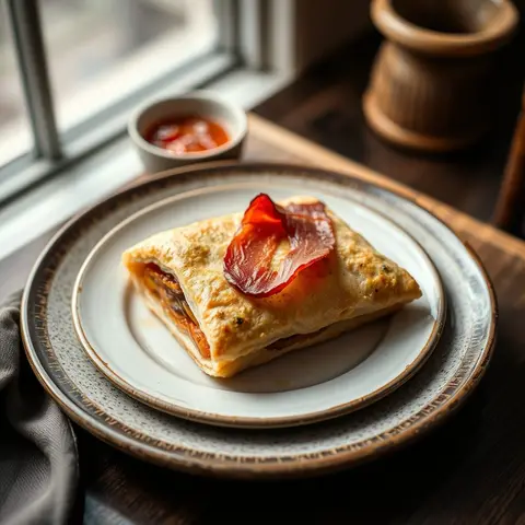 Bacon roll. AI-generated photo.