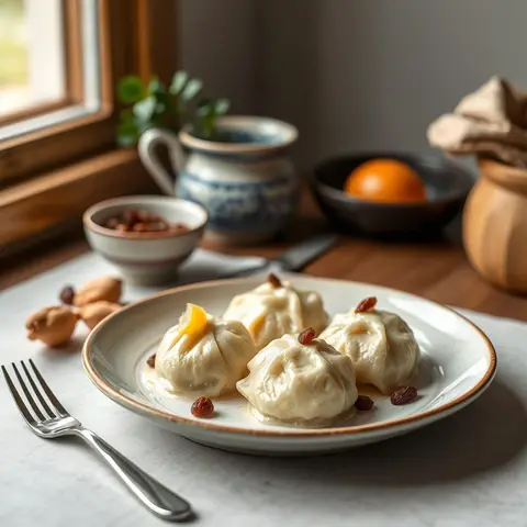 Cottage dumplings. AI-generated photo.