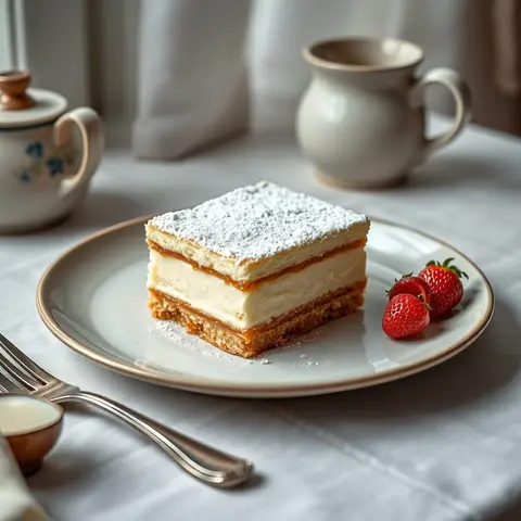 Cream slice. AI-generated photo.