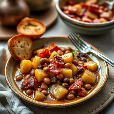 Potato and beans. AI-generated photo.