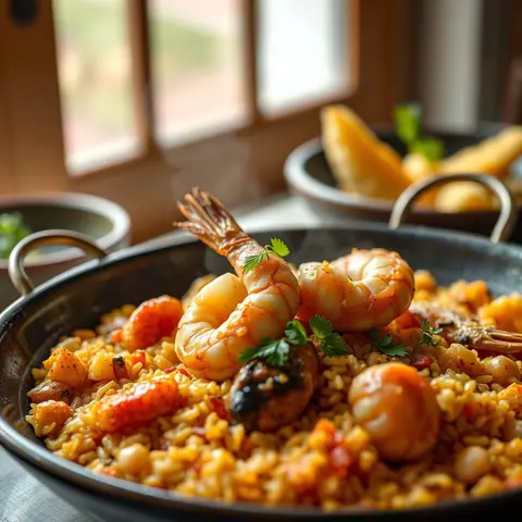Paella. AI-generated photo.