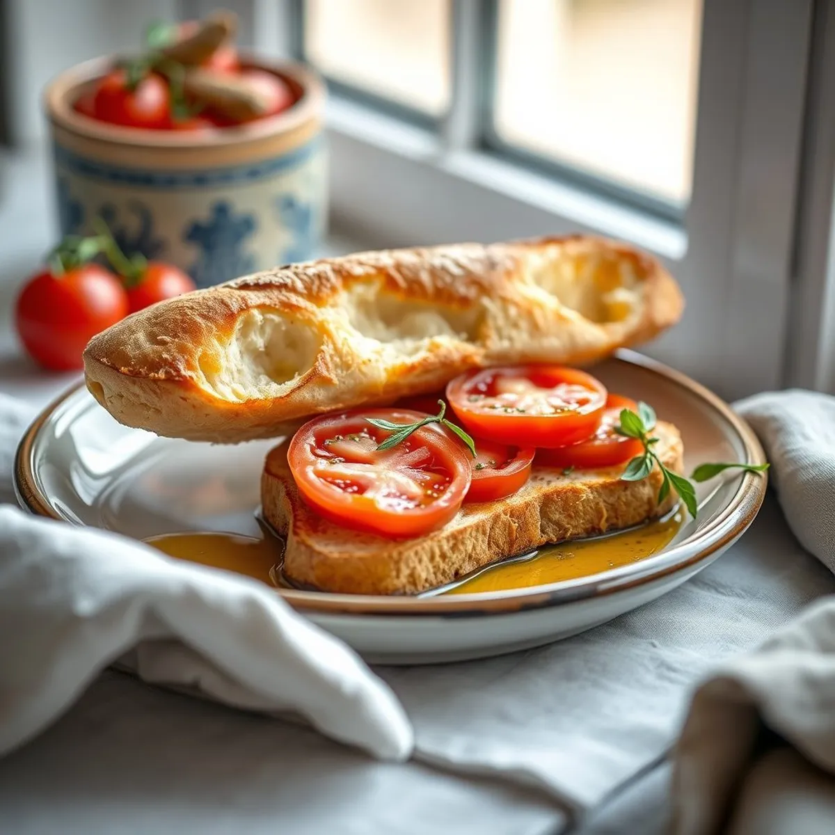 AI-generated photo Pan con tomate. AI-generated photo.
