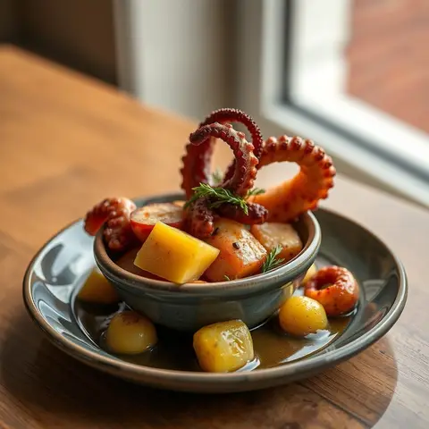 Pulpo a la gallega. AI-generated photo.