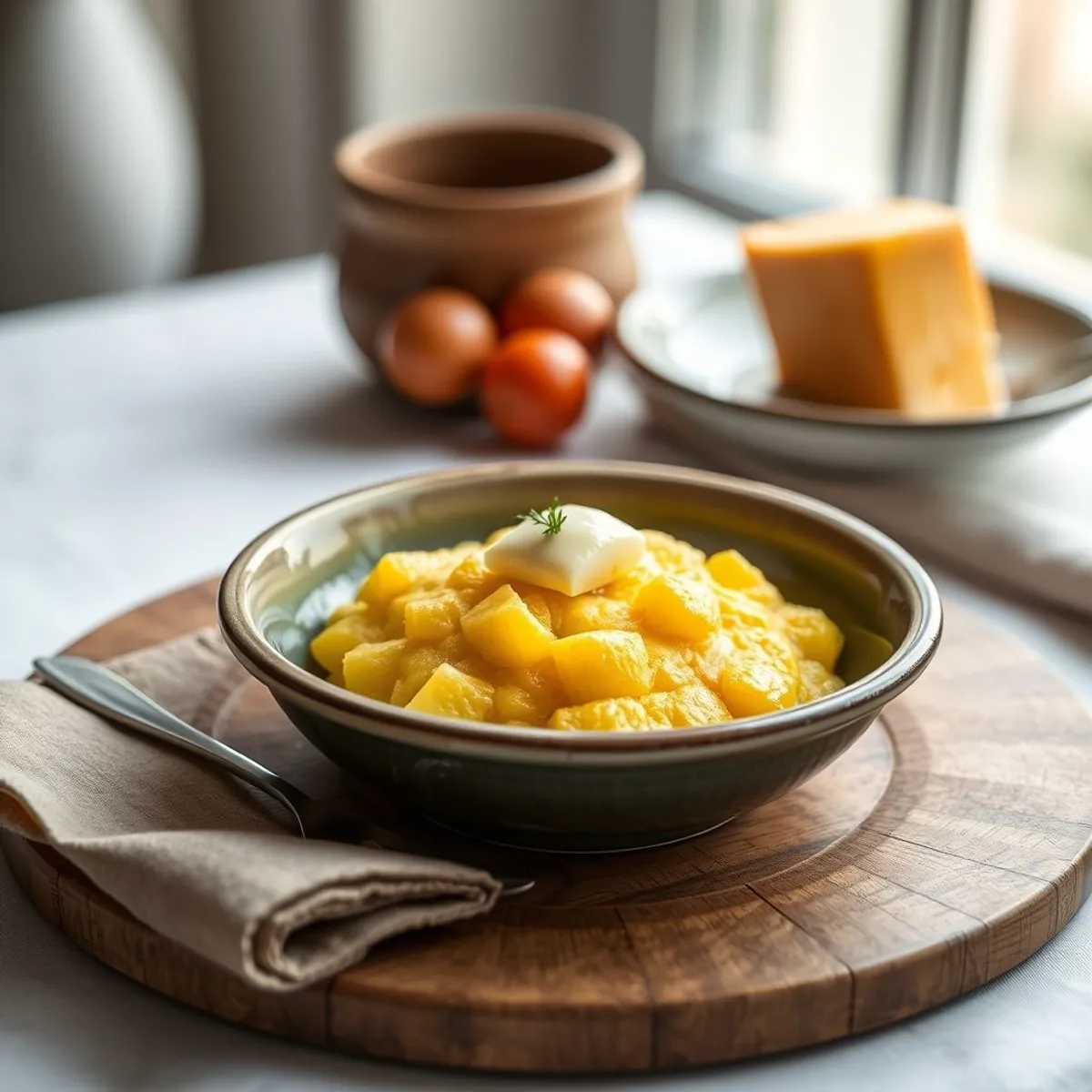 AI-generated photo Polenta and cheese. AI-generated photo.