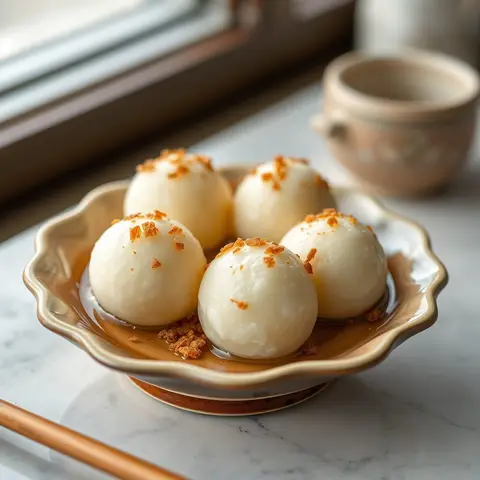 Taro balls. AI-generated photo.