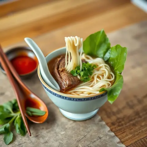Boat noodles. AI-generated photo.