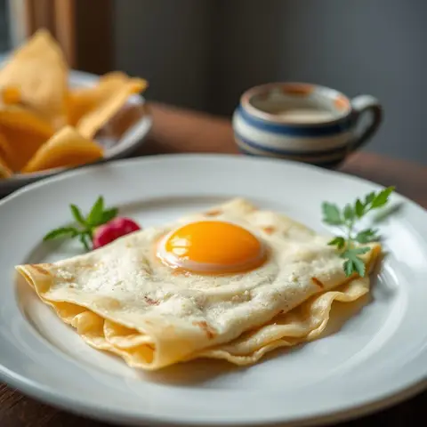Roti with egg. AI-generated photo.