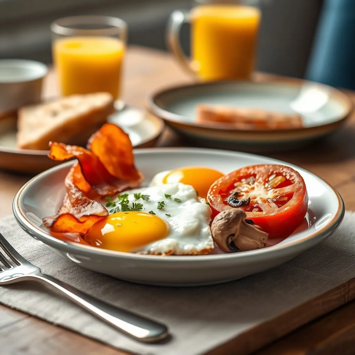 AI-generated photo Full English breakfast. AI-generated photo.