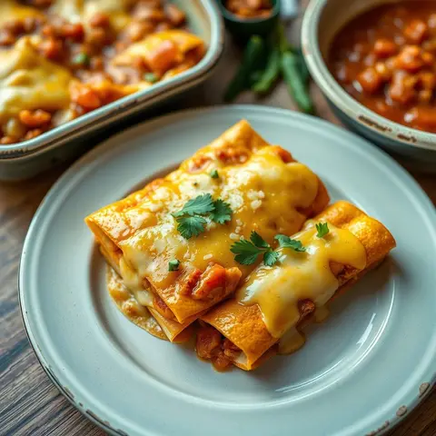 Cheese enchiladas. AI-generated photo.
