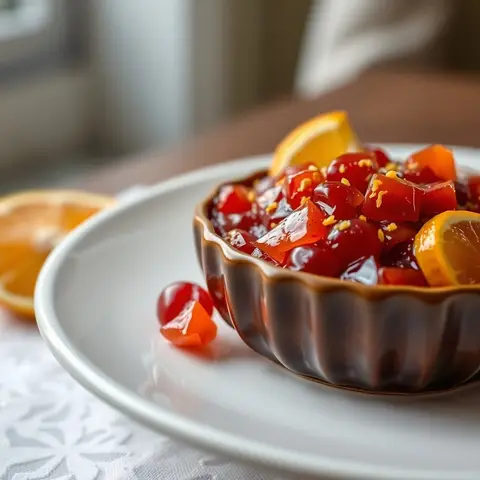 Cherry orange relish. AI-generated photo.