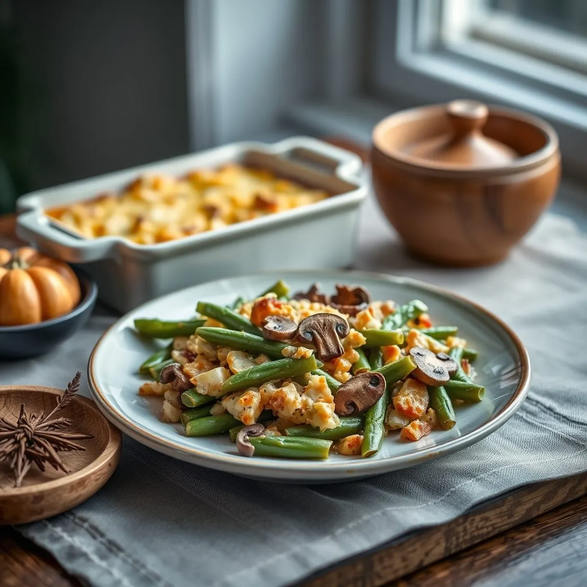 AI-generated photo Green bean casserole. AI-generated photo.