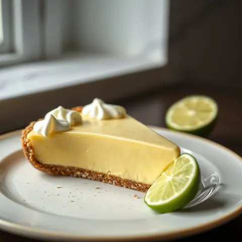 Key lime pie. AI-generated photo.