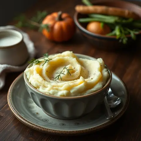 Mashed potatoes. AI-generated photo.