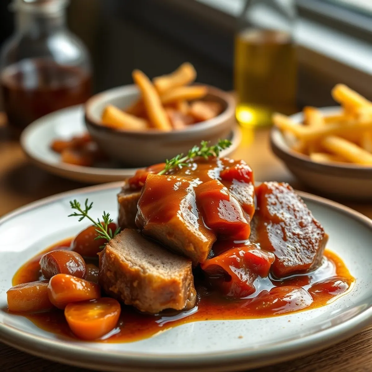 AI-generated photo Molasses pork. AI-generated photo.